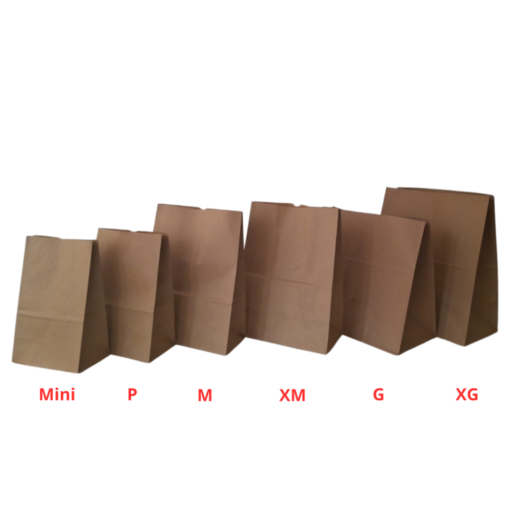 Kit De Sacos De Papel Kraft Cor Parda Tamanho M 100 Unidades Samppel 3864